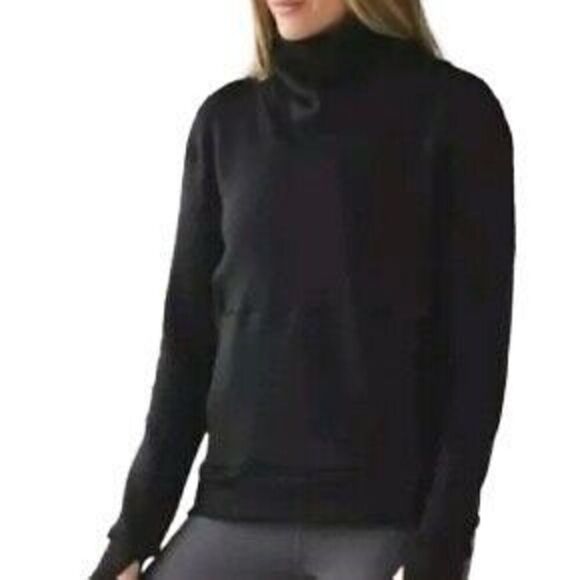 Lululemon Kick The Cold Funnel Neck Sweatshirt Black Size 6 - Picture 1 of 9